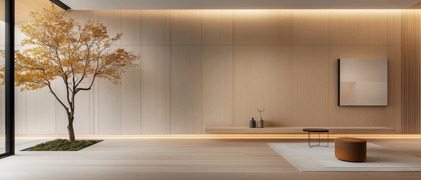 Minimalist Zen Interior Design with Natural Light and Tree