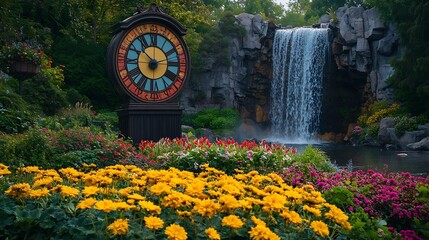 Floral Clock in Niagara Parks Niagara Falls Canada in summerBuilt in 1950 Niagaras Floral Clock is a free horticultural attraction : Generative AI