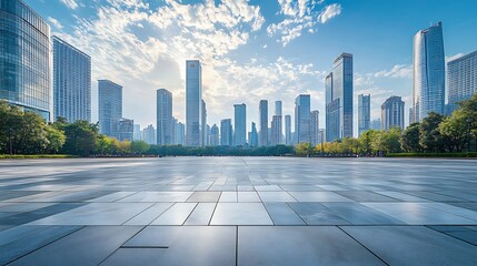 City square and skyline with modern buildings scenery : Generative AI