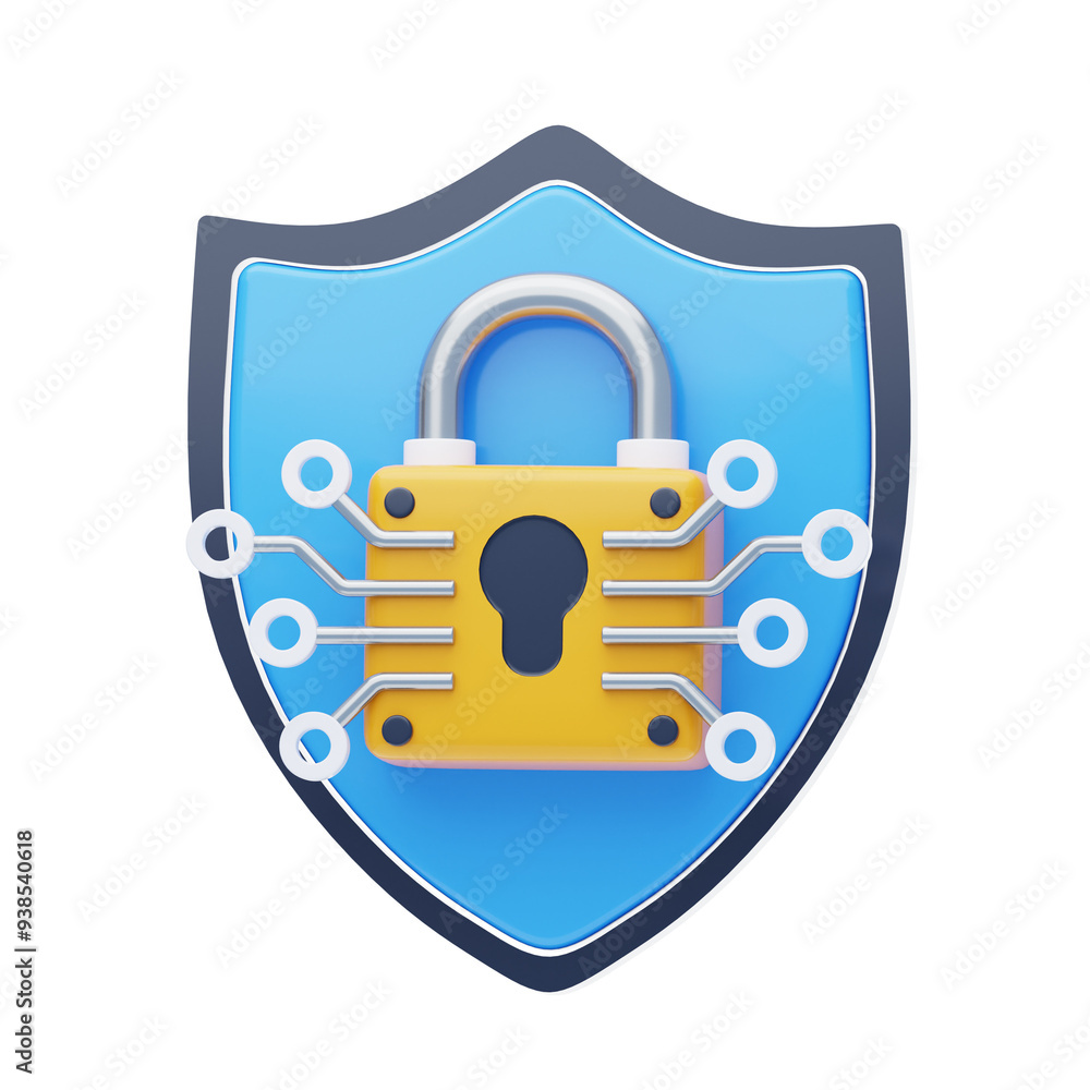 Poster 3d improving security with cybersecurity. 3d icon