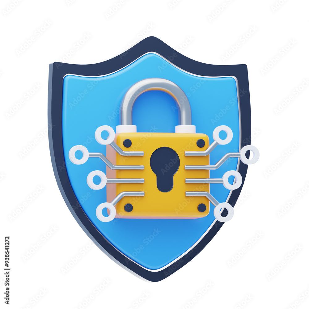Aufkleber 3d improving security with cybersecurity. 3d icon