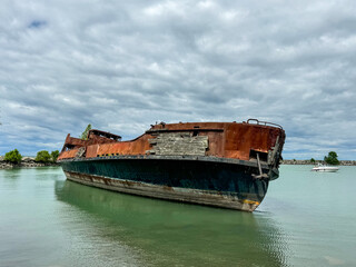 An old abandoned ship on Lake Ontario