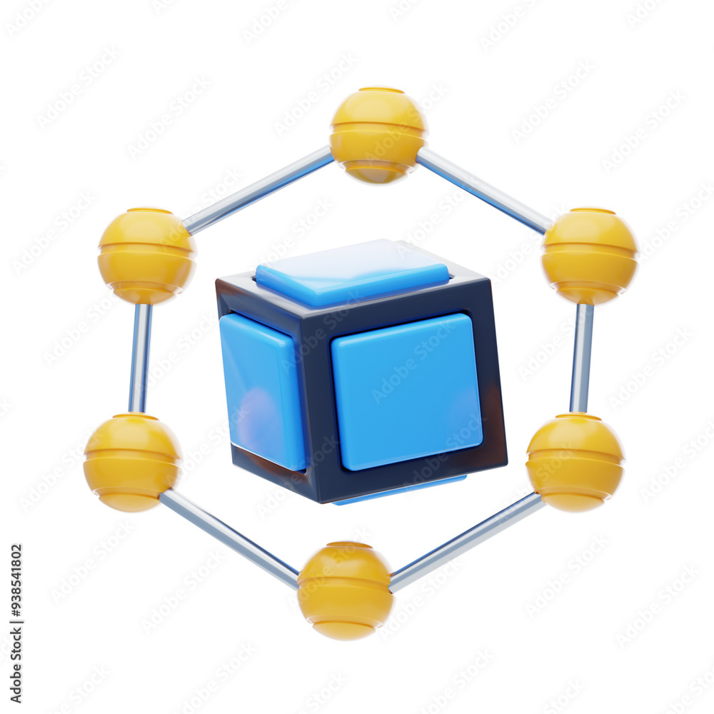 Poster 3d securing transactions with blockchain technology. 3d icon