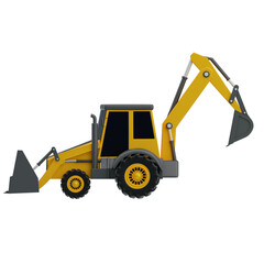 3D Backhoe Loader. 3D Icon