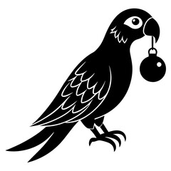 A Parrot holding a Christmas ornament vector illustration