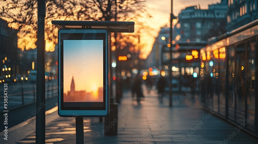 Poster digital billboards located at a busway stop : generative ai