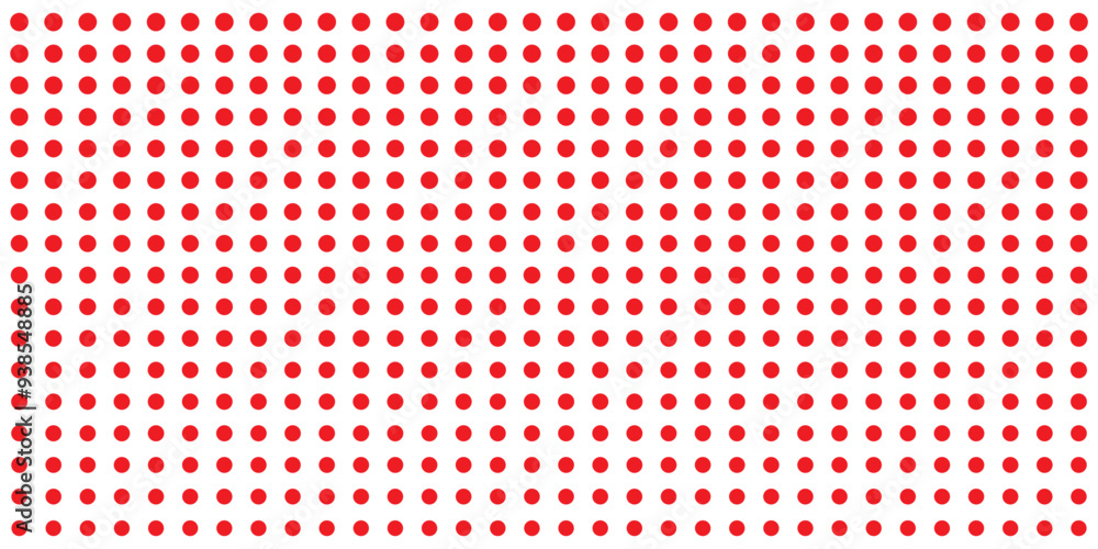 Poster Red and white polka dot pattern. Halftone dotted gradient. Seamless polka dots pattern on white background. 
