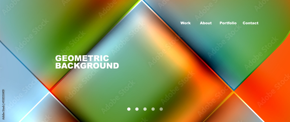 Poster bright colorful squares with round elements minimal geometric background. vector illustration for wa