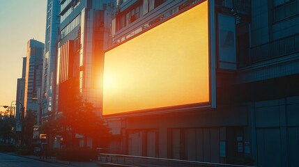 Fototapeta premium Large horizontal blank advertising poster billboard banner mockup on wall of building in urban city digital light box display screen for OOH media 12 sheet outofhome : Generative AI