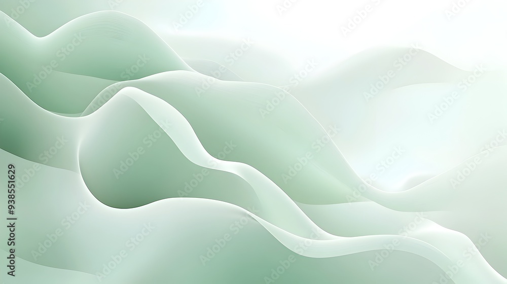 Poster smooth gradient background with subtle abstract geometric shapes in soft green and white tones perfe