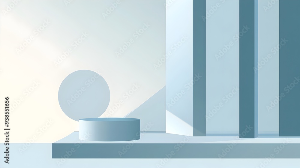 Poster a of a clean and minimalist background featuring light blue accents and simple geometric shapes desi