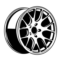 black and white vector illustration of car wheel rims