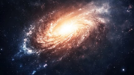 Obraz premium Close-up of a spiral galaxy with bright stars, with Earth appearing as a small dot in the vastness