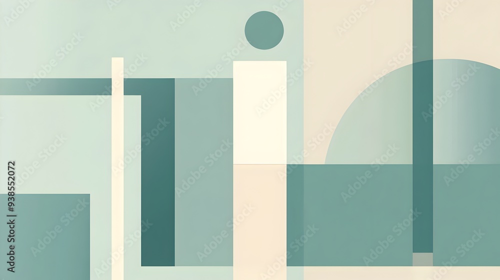 Aufkleber minimal teal geometric background with soft shapes and patterns perfect for modern presentations web