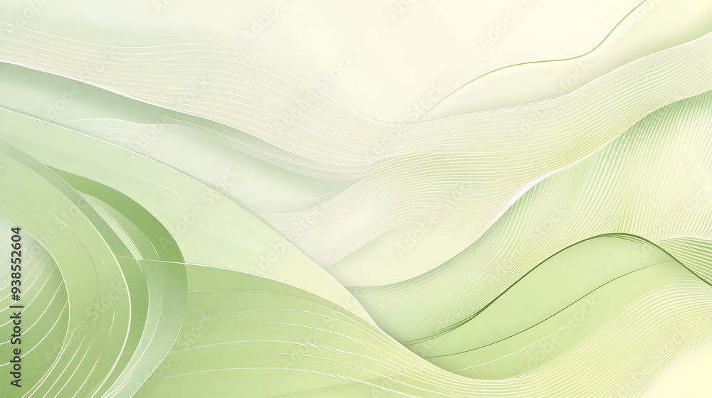 Poster elegant of a minimal background with soft green hues and simple wave patterns perfect for eco friend