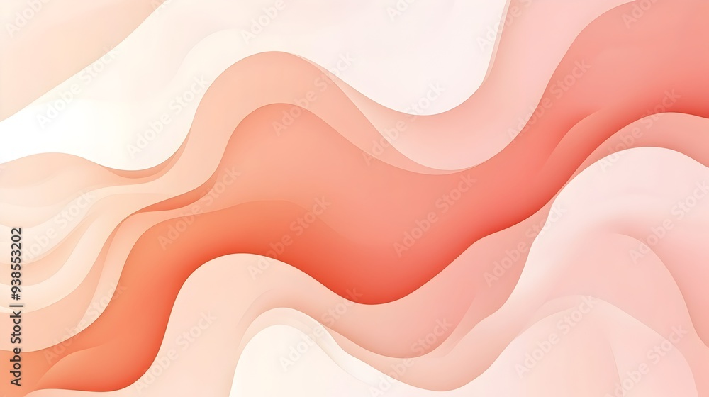Poster elegant and soothing minimalist background with soft coral hues and simple wave patterns ideal for c