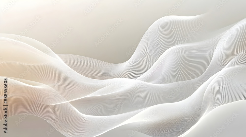 Poster serene and modern background featuring a smooth gradient with a light gray border and delicate wave 