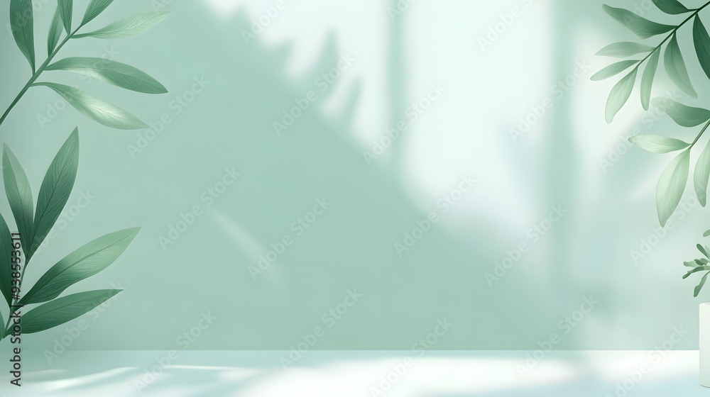 Poster a clean minimalistic background with a soft muted green frame perfect for modern and contemporary pr