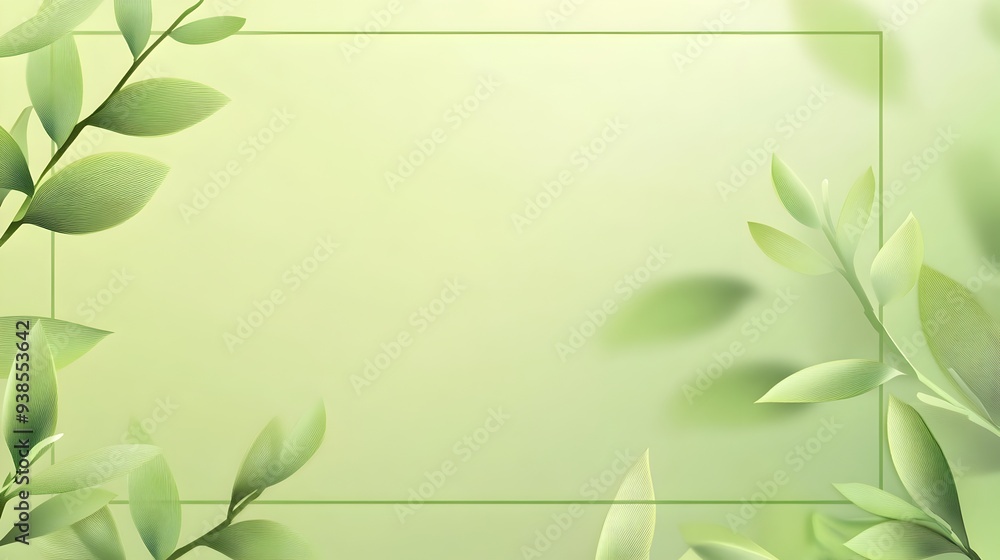 Poster elegant and modern background with a thin soft green frame creating a clean and minimalistic design 