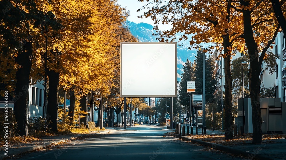 Poster wideformat billboard on a street in switzerland in ticino lugano : generative ai