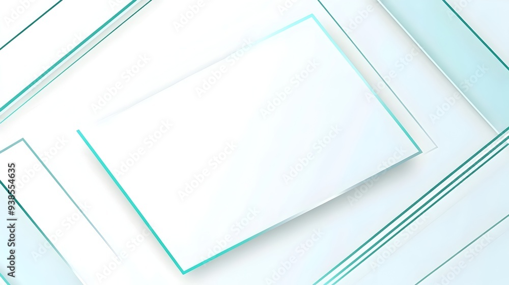 Poster elegant and minimalist design featuring a clean white background with a thin light teal border perfe