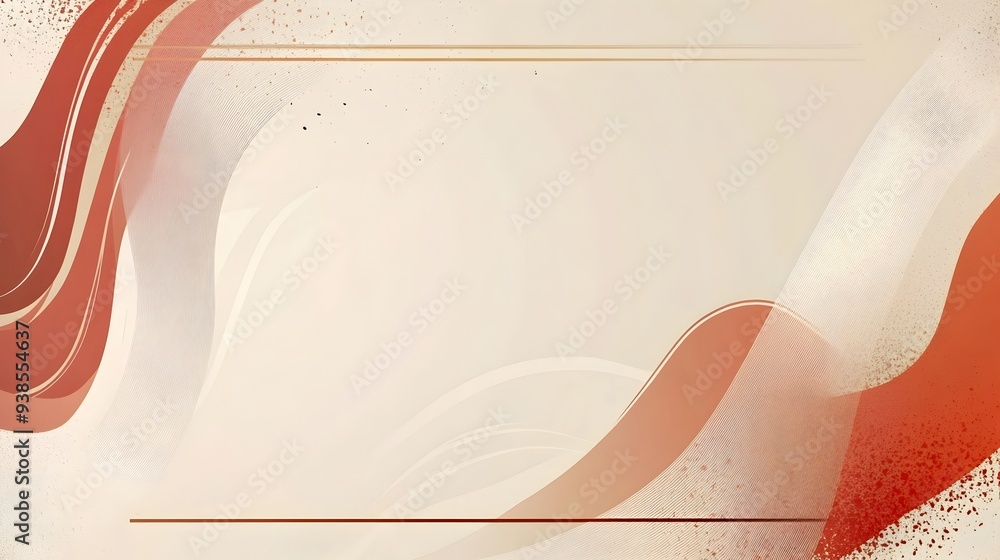 Poster sleek and sophisticated minimalistic background with a thin beige frame and simple abstract geometri