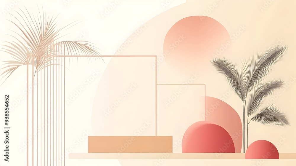 Poster elegant and modern background with a thin light peach frame and simple geometric shapes perfect for 