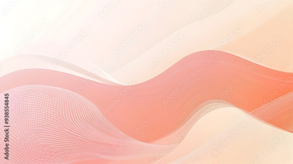 Poster smooth gradient background with delicate abstract patterns and a thin light coral border perfect for