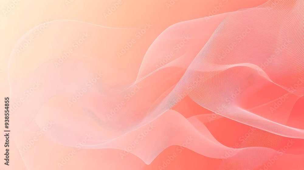 Poster elegant of a smooth gradient background with a thin light coral border and delicate abstract geometr