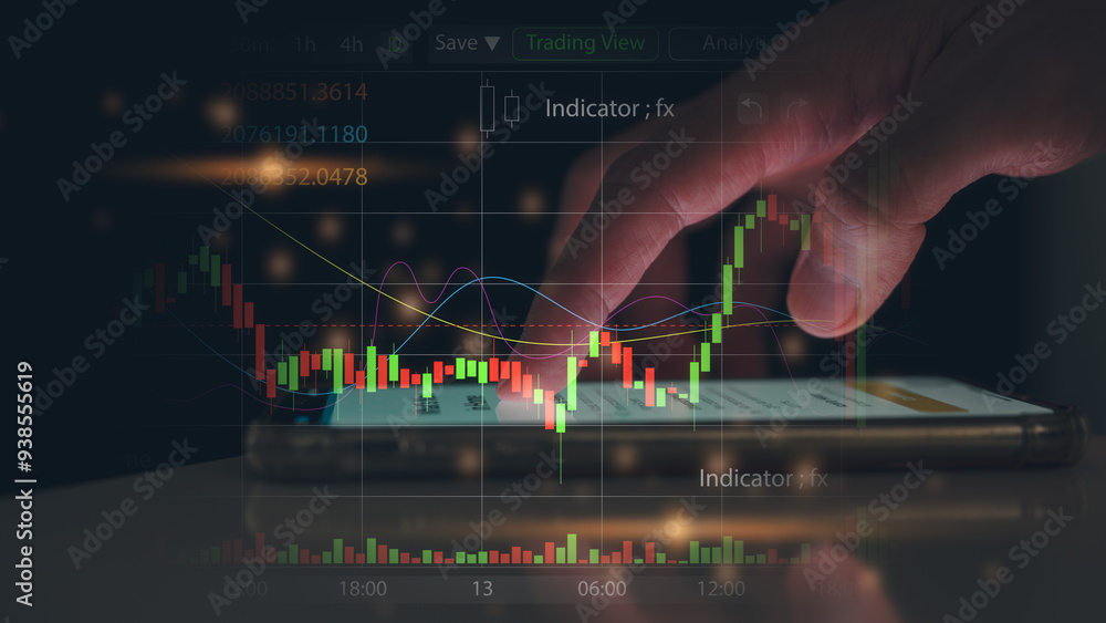 Poster investment and financial concept business finance data analytics graph.financial management technolo