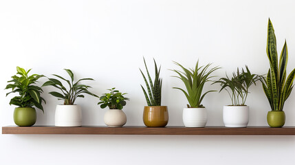 Houseplant Front View Of Indoor Pot Plants Over White