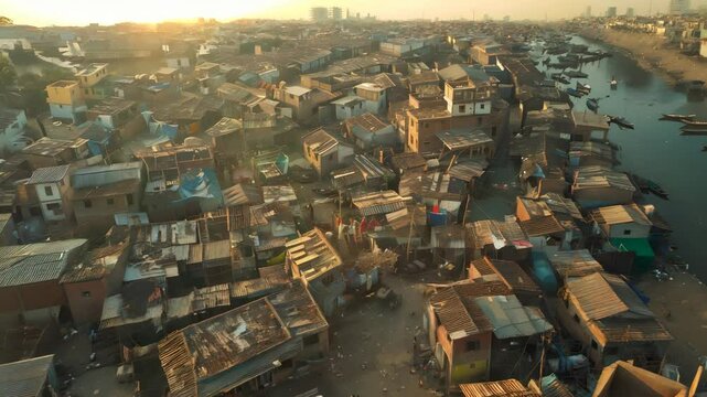 Aerial View of slums Footage 4K