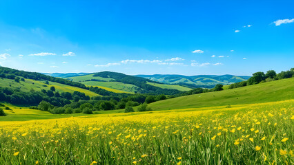 landscape with meadow and blue sky