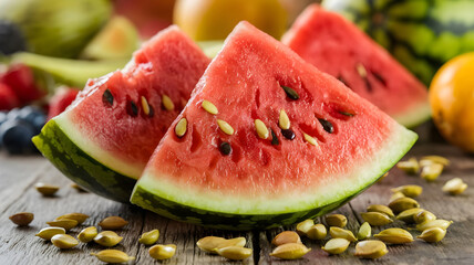 Juicy red watermelon slice, isolated on white background, perfect for summer snack or healthy dessert