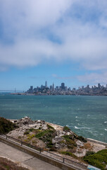 Beautiful view of the San Francisco skyline from the Alcatraz Island