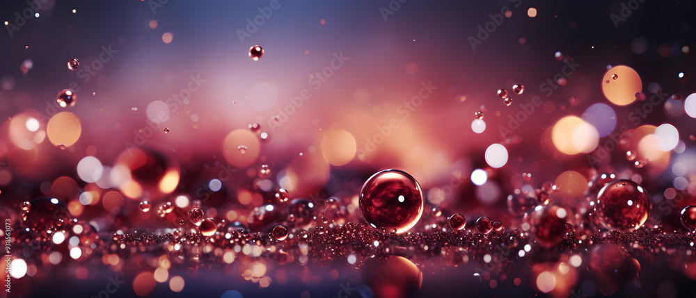 Wall mural immersive vibrant maroon bubbles background