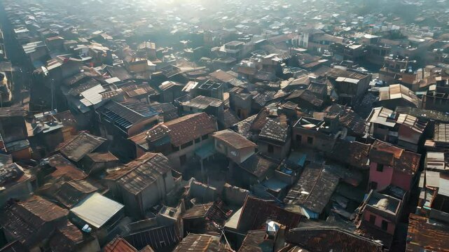 Aerial View of slums Footage 4K