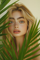 Naklejka premium Model posing with elegance in a natural setting