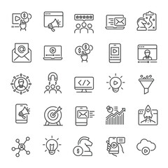 Digital marketing line icons collection. Editable stroke. For website marketing design, logo, app, template, ui, etc. Vector illustration.