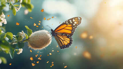 butterfly emerging from a cocoon