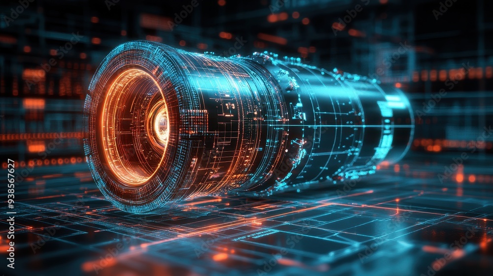 Poster futuristic technology abstract background with glowing lines and shapes