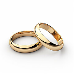 Elegant Gold Wedding Rings on White Background