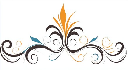 Fototapeta premium Colorful Floral Swirl Design with Elegant Curves and Leaves