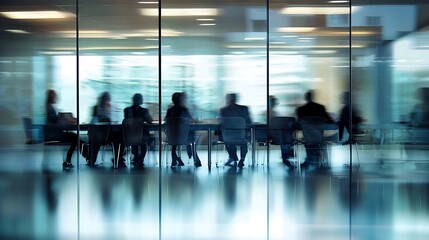 Blurred business people meeting in modern office building conference room