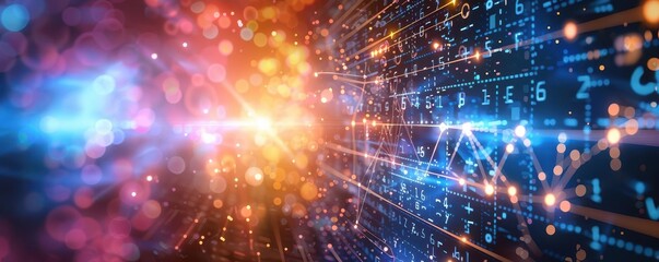 Obraz premium Commutative property in mathematics, Futuristic, Clean, Digital, Emphasizing mathematical concepts