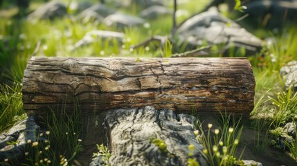 Fototapeta premium A Fallen Log in a Lush Forest