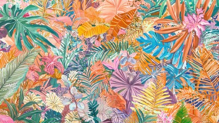 Tropical Watercolor Leaves Pattern