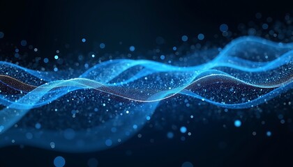 Abstract Modern Blue and Black Background With Shining Lights Effect, Lines and Glitter, Cool Desktop Wallpaper, Presentation Backdrop