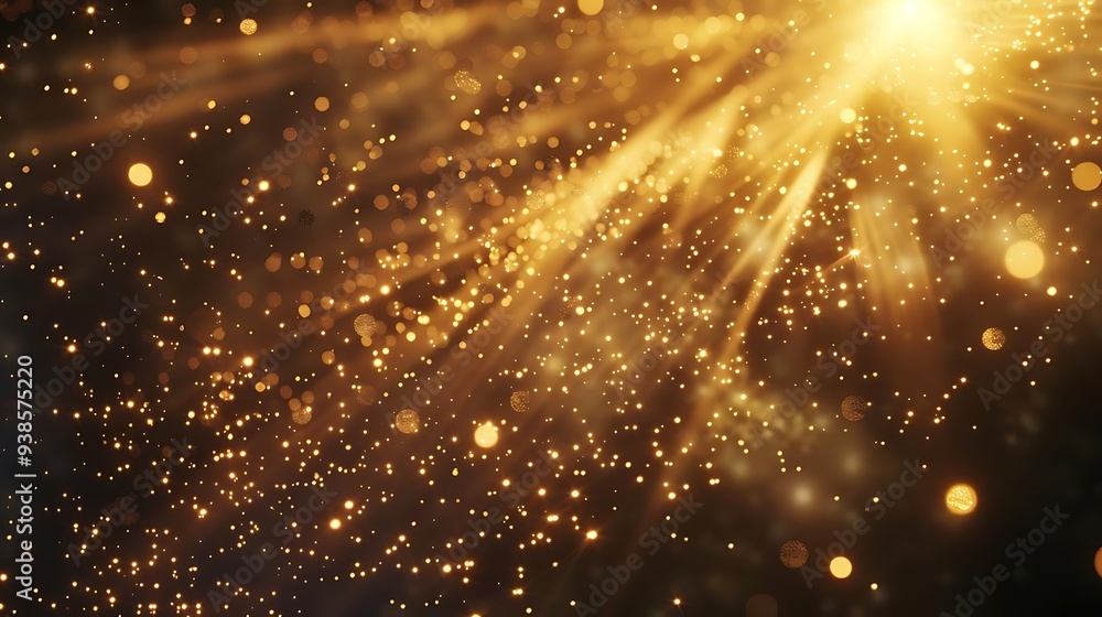 Canvas Prints A dazzling display of golden particles and light beams creating a magical atmosphere.