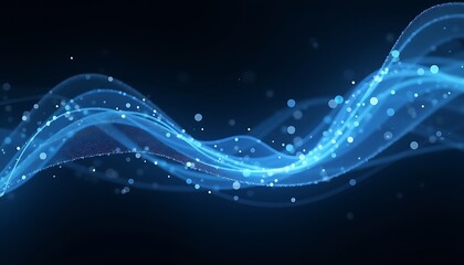 Abstract Modern Blue and Black Background With Shining Lights Effect, Lines and Glitter, Cool Desktop Wallpaper, Presentation Backdrop